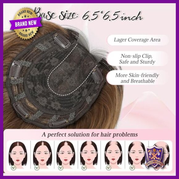 Synthetic Wavy Hair Topper for Thinning Hair, Lightweight Breathable Hairpiece main image 4